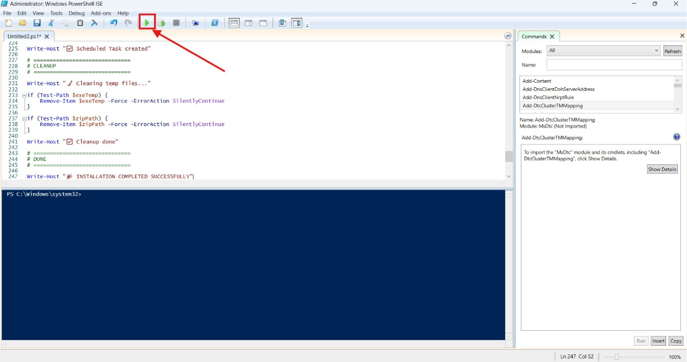 PowerShell script execution