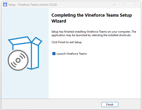 Completing the Vineforce Teams Setup Wizard