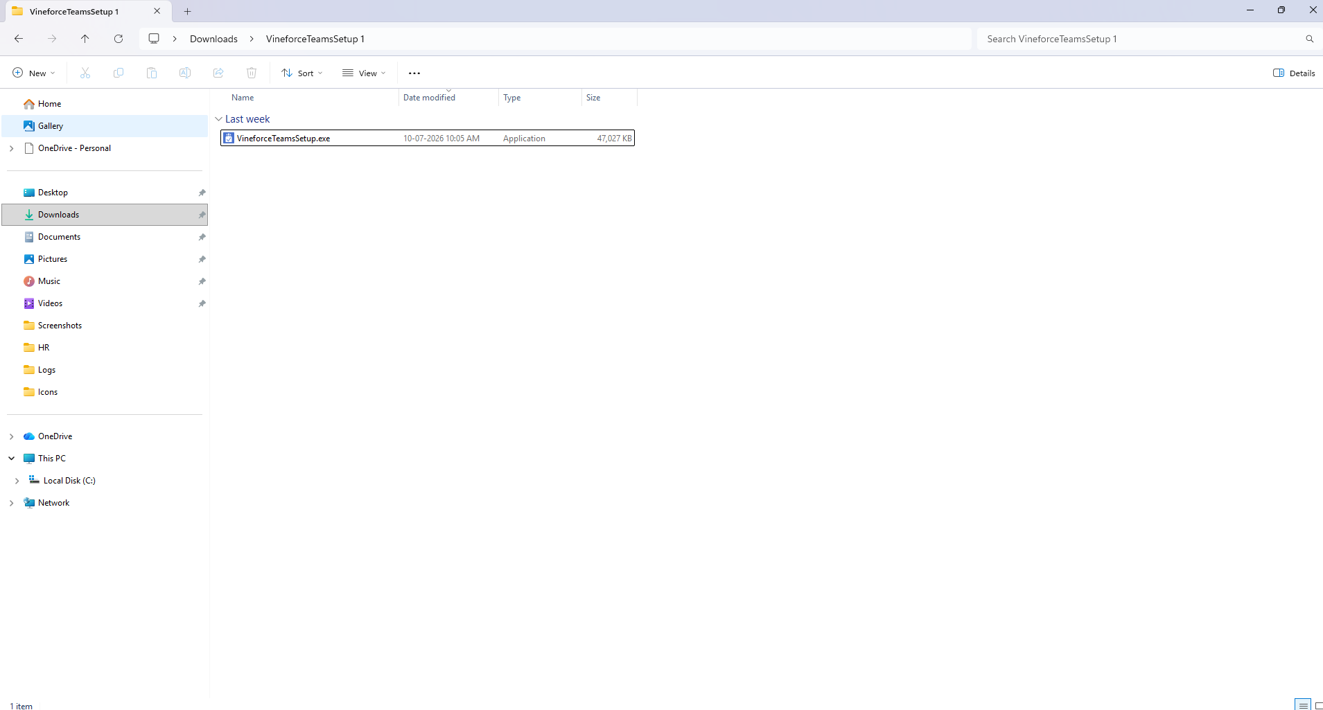 Extract the Vineforce Teams ZIP package
